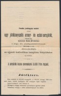 1873 Jótékonysági Arany és Ezüst Sorsjáték Hirdetménye, Amely... - Unclassified