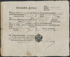 1855 Leszerelt Katona úti Cédulája / Urlaubszettel (passport)  Of Disarmed Soldier - Altri & Non Classificati