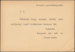 1944 A Budapesti Chevra Kadisa LevelezÅ‘lapja, Melyben Kéri Hogy A Címzett Saját... - Autres & Non Classés