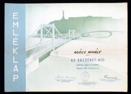 1964 Oklevél Az Erzsébet Híd újraépítésében Végzett... - Zonder Classificatie