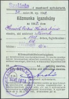 1947 Közmunka Igazolvány, Szalánta, 10x7cm - Zonder Classificatie