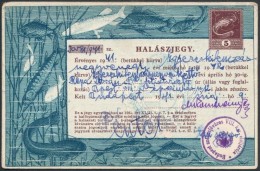 1941 Bp., Budapesti Lakos Számára Kiállított Halászjegy 5 PengÅ‘s Benyomott... - Non Classificati