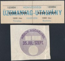 Cca 1940 Honvédségi üzemanyag Utalvány és Közúti... - Non Classificati