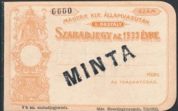 1933 Szabadjegy Az 1933. évre, Mintapéldány - Non Classificati