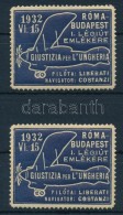1932 Róma - Budapest I. Légiút Emlékére 2 Db Levélzáró - Unclassified