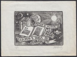 Helfried Weiß (1911-2007)  Ex Libris. Fametszet. Jelzett / Bookplate, Wood-engraving. Signed. 16x12 Cm - Altri & Non Classificati