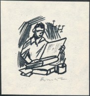 Hlinovsky Stanislav (1924-1994) : Ex Libris LH. Litográfia, Papír, Jelzett, 5×4 Cm - Andere & Zonder Classificatie