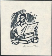 Hlinovsky Stanislav (1924-1994) : Ex Libris LH. Litográfia, Papír, Jelzett, 5×4 Cm - Otros & Sin Clasificación