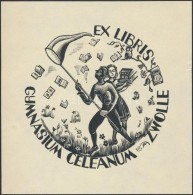 Dora Geldzahler  (1909-2000): Ex Libris Zwolle. Fametszet, Papír, Jelzett A Dúcon, D:8 Cm - Andere & Zonder Classificatie