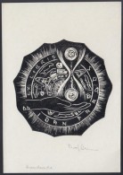 Dafinel Duinea (1921-1998)   Ex Libris. Fametszet. Jelzett / Bookplate, Wood-engraving. Signed. 11x15 Cm - Andere & Zonder Classificatie