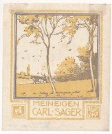 Alfred Peter (1877-1959): Ex Libris Carl Sager.  Színes Fametszet, Papír, Jelzett A Dúcon,... - Autres & Non Classés