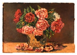 Újházy Jelzéssel: Virágcsendélet. Olaj, Falemez, 39×54 Cm - Andere & Zonder Classificatie