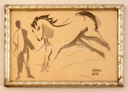 Kádár Jelzéssel: Ló.  Akvarell, Papír, üvegezett Keretben, 16×23 Cm - Altri & Non Classificati