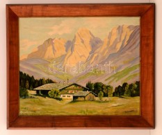 Hillinger Jelzéssel: Alpesi Táj. Olaj, Farost, Keretben, 40×48 Cm - Autres & Non Classés