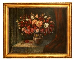 Benczúr Jelzéssel: Virágcsendélet. Olaj, Vászon, Keretben, 80×100 Cm - Autres & Non Classés