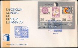 1975  Nemzetközi Bélyegkiállítás 'ESPANA 75', Madrid Blokk Mi 23 FDC-n - Altri & Non Classificati