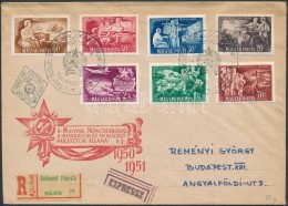 1951 Az ötéves Terv Eredményei Sor Expressz Ajánlott FDC-n - Altri & Non Classificati