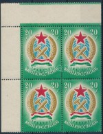 ** 1949 Alkotmány 20f Négyestömb, 1 Bélyeg Makkos Vízjellel (13.000) - Other & Unclassified