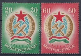 ** 1949 Alkotmány 20f, 60f Lefelé Tolódott Piros Színnyomat - Other & Unclassified