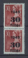 ** 1945 KisegítÅ‘ 30f/30f Pár, 1 Bélyegen Részleges KettÅ‘s Felülnyomás /... - Other & Unclassified