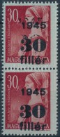 ** 1945 KisegítÅ‘ 30f/30f Pár, 1 Bélyegen Részleges KettÅ‘s Felülnyomás /... - Altri & Non Classificati