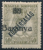 * Baranya I. 1919 Zita/Köztársaság 40f Fekete Felülnyomással, Bodor... - Autres & Non Classés