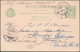 1900 5f Díjjegyes LevelezÅ‘lap 'FIUME' - 'JENA' Továbbküldve 'GÖTTINGEN' - Otros & Sin Clasificación