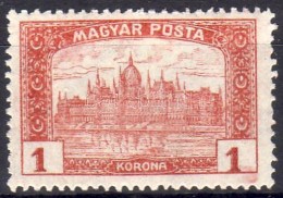 * 1919 Magyar Posta 1K, Piros Folt A Jobb Oldali értékszám Lábánál - Autres & Non Classés