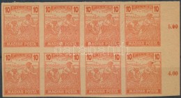 1919 Magyar Posta 10f ívszéli Vágott Nyolcastömb Próbanyomat - Andere & Zonder Classificatie