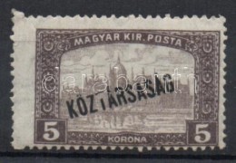 * 1918 KÖZTÁRSASÁG / Parlament 5K Egy Lyuksorral Szélesebbre Fogazva, Hiányos... - Otros & Sin Clasificación