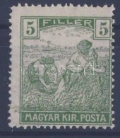 ** 1916 Arató-parlament 5f, Zöld FestékelkenÅ‘dés Az Alsó Felirat Felett - Other & Unclassified