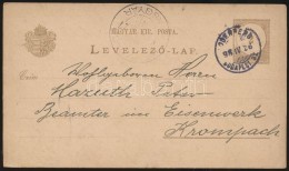 1898 2 Kr Díjjegyes LevelezÅ‘lap ODENBERG - BUDAPEST 32. Vasúti Bélyegzéssel - Altri & Non Classificati