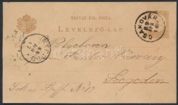 1888 Díjjegyes LevelezÅ‘lap ,,CSAKOVÁR' - ,,SZEGED' - Other & Unclassified