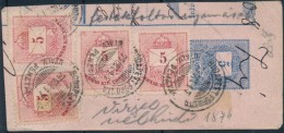 1874 5X5kr 5kr Díjjegyes Kivágáson ,,BUDAPEST FÅPOSTA UTALV. PÉNZTÁR' - Other & Unclassified