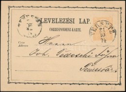 1874 Díjjegyes LevelezÅ‘lap ,,VERSETZ' - ,,TEMESVÁR' - Autres & Non Classés