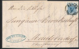 1858 9kr Levélen 'PESTH' - 'WIEN' - Mautendorf, Benne Színes Számla - Other & Unclassified