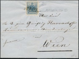 1854 9kr HP III. Szép Szélekkel, 2 Papírránccal, Távolsági Levélen... - Other & Unclassified