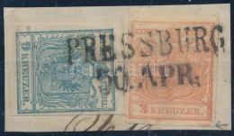 1850 9kr III. HP + 3kr I. HP ívszéli Nyomat Szép / Jó Szélekkel / Both Stamps... - Other & Unclassified