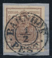 1850 6kr HP III. Szép Szélekkel, Túlfestékezett Nyomat 'BAHNHOF / PEST' - Andere & Zonder Classificatie