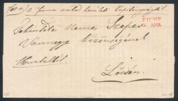 1843 Hivatalos Levél Piros / Red 'FIUME' - LÅ‘cse, Benne Levél Részlet A Honi Kereskedelem... - Other & Unclassified