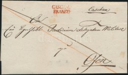 1837 Félportós Levél / Cover With Half Postage Due Piros / Red 'CASCHAU / FRANCO' - Ofen - Other & Unclassified