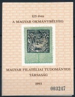 ** 1993/4 10 Db 125 éves Az Okmánybélyeg Emlékív (35.000) - Altri & Non Classificati