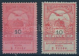 ** 1913 Árvíz 10f Rózsaszín (?) Papír + Támpéldány - Andere & Zonder Classificatie