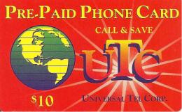 -CARTE-PREPAYEE-USA-10$-UTC-UNIVERSAL TEL CORP-Plastic Fin-TBE - Altri & Non Classificati