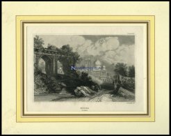 INDIEN: Monea, Gesamtansicht, Stahlstich Von B.I. Um 1840 - Litografía