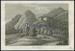 EISENBERG, Zu Bilin/Kgr. Böhmen: Bergschloß Mit Garten Und Wanderern, Kupferstich Von J. J. Wagner Von 1820 - Lithographies