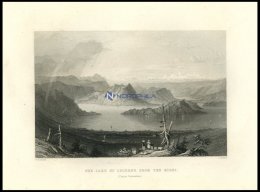 Der VIERWALDSTÄTTERSEE Vom Rigi Aus Gesehen, Teilansicht, Stahlstich Von Bartlett/Mottram, 1836 - Lithographies