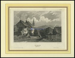 ST. JACOB B. BASEL, Gesamtansicht, Stahlstich Von B.I. Um 1840 - Litografía