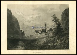 GOESCHENEN CT URI, Gesamtansicht, Stahlstich Von Huber Um 1840 - Lithographies