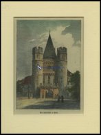 BASEL: Das Spahlentor, Kolorierter Holzstich Um 1880 - Litografía